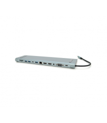 Хаб-конвертор 12 в 1 Type-C (тато) на Type-C(мама)+2*USB2.0(мама)+USB3.0(мама)+2*HDMI(мама)+VGA(мама)+SD - TF+RJ45+ jack3.5 (мам