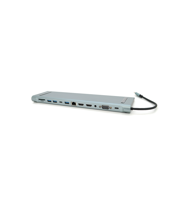 Хаб-конвертор 12 в 1 Type-C (тато) на Type-C(мама)+2*USB2.0(мама)+USB3.0(мама)+2*HDMI(мама)+VGA(мама)+SD - TF+RJ45+ jack3.5 (мам