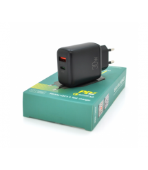 СЗУ AC100-240V iKAKU KSC-668 BOLIAN PD30W+QC3.0 Dual Port charger, Black, Box