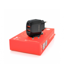 СЗУ AC100-240V iKAKU KSC-674 QISHENG dual port fast charger, Black, Box