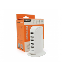 СЗУ AC100-240V iKAKU KSC-741 Jufeng Series Desktop, 5xUSB, Output: DC5V - 2.4A (12W), White, Box