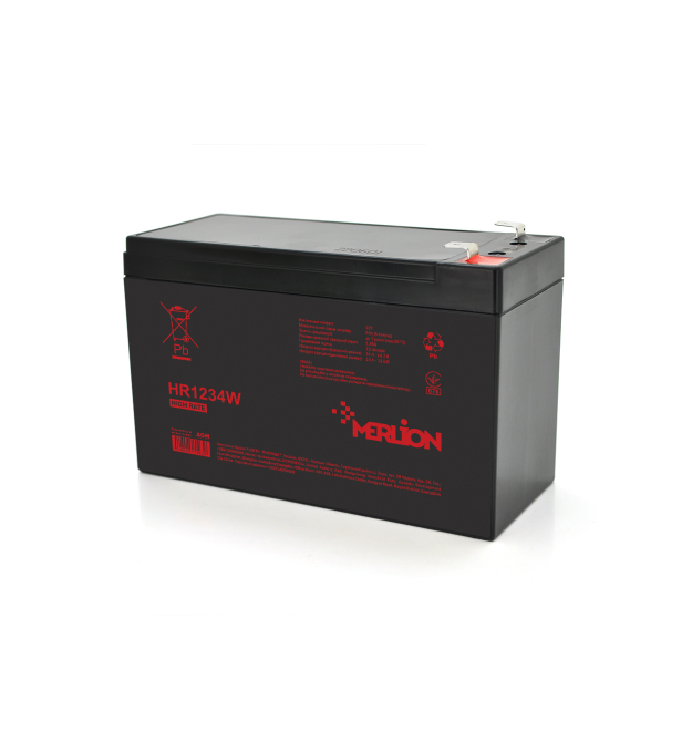 Аккумуляторна батарея MERLION HR1234W, 12V 9,5Ah ( 151 х 65 х 94 (100) ) Black