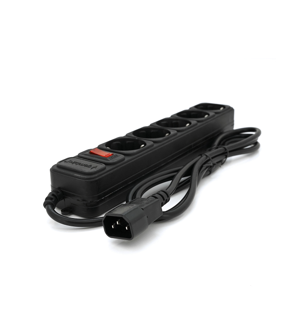 Мережевий подовжувач Gembird UPS SPG5-X-6B, 220В 10А, 5 розеток, 1.8 м, Black, Q40