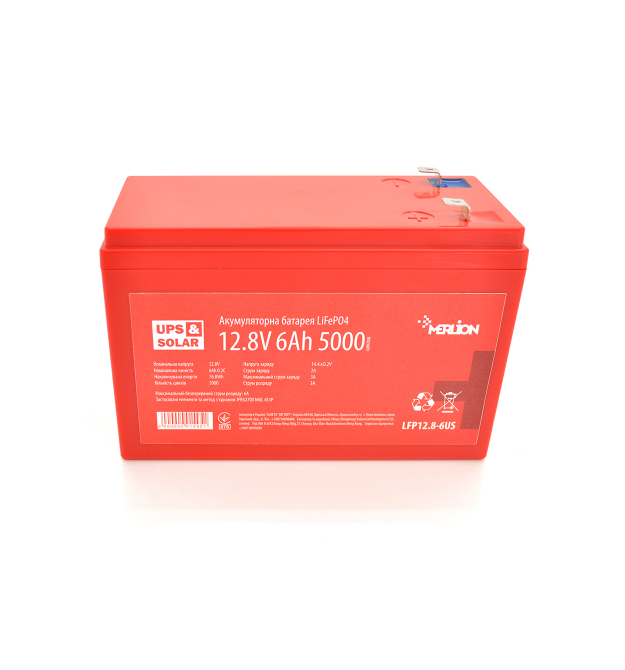 Літій-залізо-фосфатний акумулятор Merlion LiFePO4 12.8V 6AH (4S1P - BMS-10A), (151x65x97) for UPS,до 5000 циклов, Q12