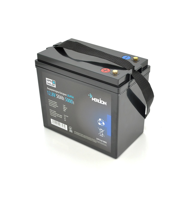 Літій-залізо-фосфатний акумулятор Merlion LiFePO4 12.8V 50AH (4S1P - BMS-50A), (229x138x205), до 5000 циклів
