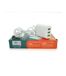 Набір 2 в 1 СЗУ With iPhone Cable 110-240V CX-10, 3xUSB, 2.0A, White, Blister-box