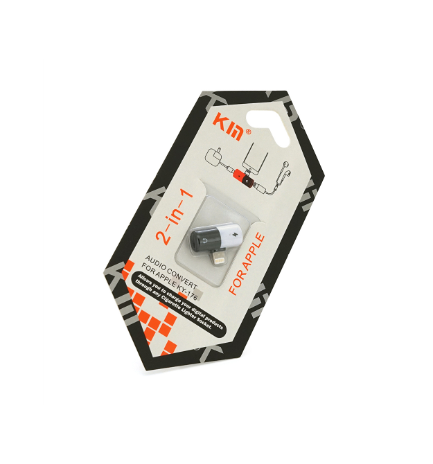 Перехідник KIN KY-176 Lighting(M) - 2 - Lighting(F), White - Black, Box
