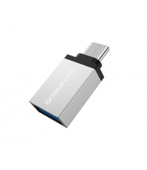 Перехідник BOROFONE BV3 USB3.0(AF) OTG - Type-C(M), Silver, Blister