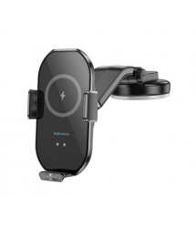 Автотримач BOROFONE BH206+ Wireless Charging 15W, кріплення на торпеду, клямка 50-90мм, Black, Box