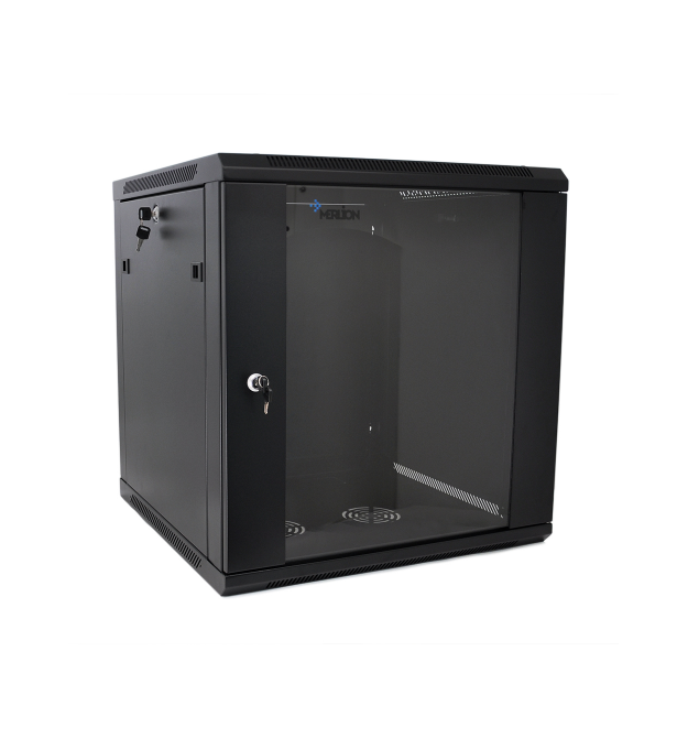 Шафа Merlion 18U, 600*450*897mm (Ш*Г*В)мм загартоване скло, чорна, сталь 1,2мм із замком (у розібраному вигляді!!!)