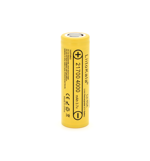 Акумулятор 21700 Li-Ion LiitoKala Lii-40A, 4000mah （400-4300mah）, 25A, 3.7V (2.5-4.2V), Yellow, PVC BOX