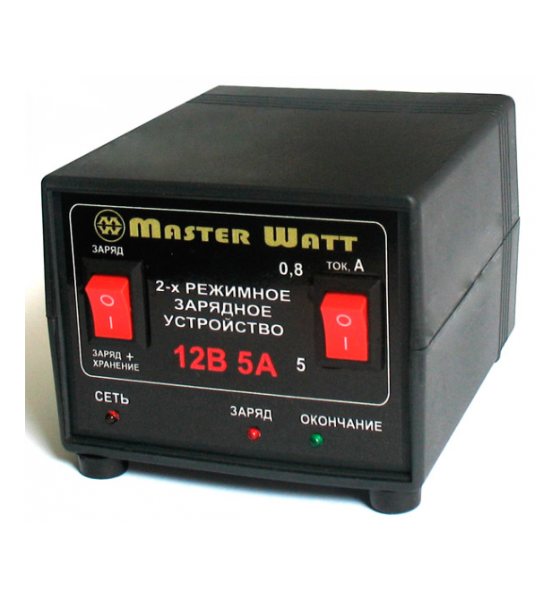 Автоматичне ЗУ для акумулятора MW-AZU12-5A 12V (4.5-100Ah) (MF,WET,AGM,GEL), 180-245V, Ток заряда режим-0,8А - 5А, крокодили в к