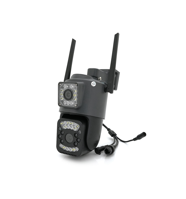 2+2Мп Wi-Fi відеокамера з двома об'єктивами вулична SD/карта YOSO YO-IPC40D4MP50 PTZ 2.8mm V380