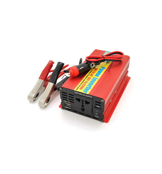 Інвертор напруги ERYUAN EY-1000 (600Вт), 12 - 220V, approximated, 1 універсальна розетка + USB, клем + крокодили + АЗУ, Box