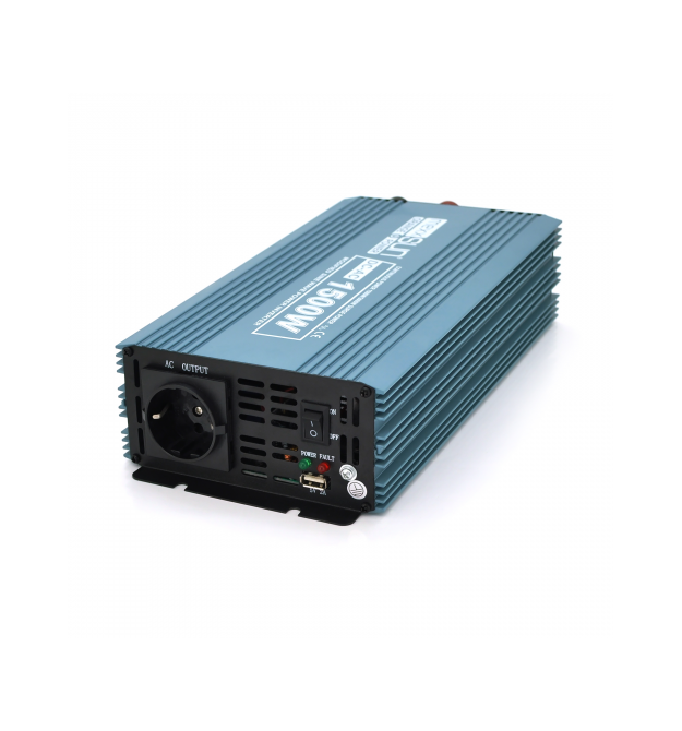 Інвертор напруги Mexxsun MXS-1500, 12V - 220V, 1500W з модифікованою синусоїдою, 2 Shuko, клемні дроти, Q6