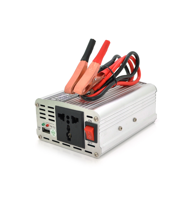 Інвертор напруги PI 500ВА(300Вт), 12 - 220V, approximated, 1 універсальна розетка, клем + крокодили+АЗУ