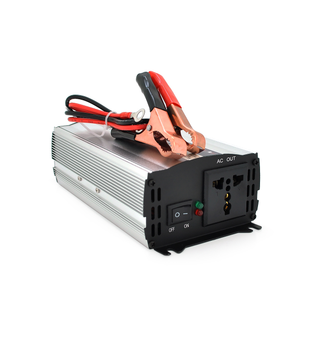 Інвертор напруги CJ-500Q (DC:250W), 12 - 220V з апроксимованою синусоїдою, 1 універсальна розетка, крокодили, BOX