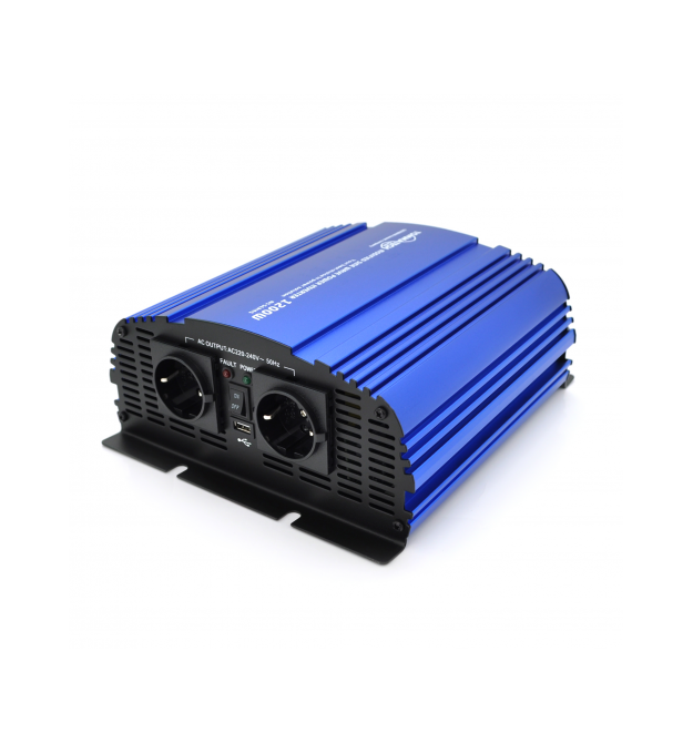 Інвертор напруги Tommatech MS-1200, 12V - 220V, 1200W з апроксимованою синусоїдою, 2Shuko, USB, клемні дроти, 2 запобіжники, Q4