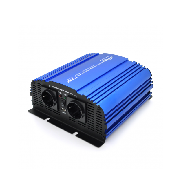 Інвертор напруги Tommatech MS-1500, 12V - 220V, 1500W з апроксимованою синусоїдою, 2Shuko, USB, клемні дроти, 6 запобіжників, Q4