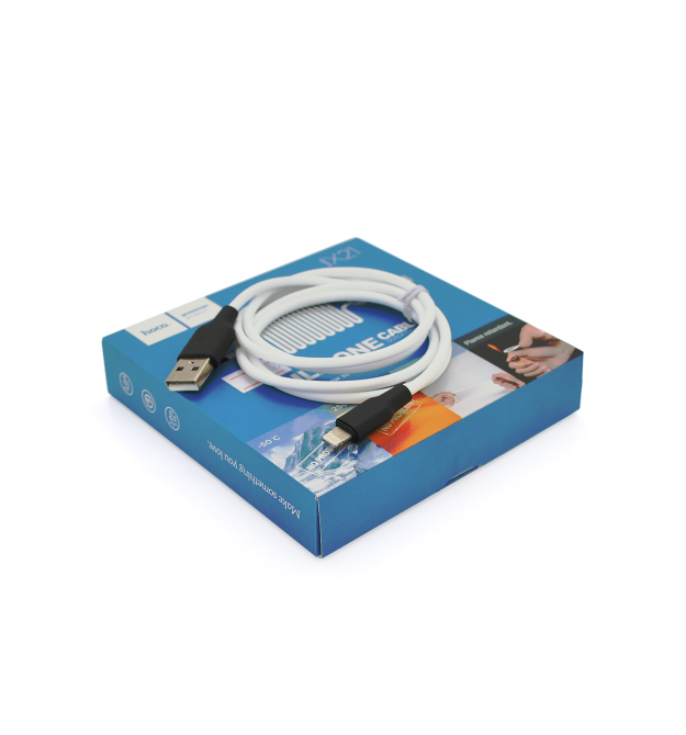 Кабель Hoco X21 Silicone, Lightning-USB, 2.4A, White, довжина 1,2 м, BOX