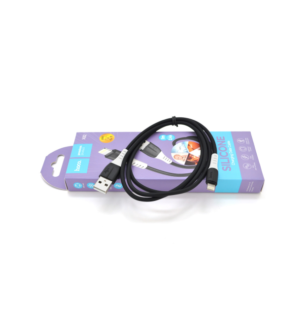 Кабель Hoco X82 silicone, iPhone-USB, 2.4A, Black, довжина 1м, BOX