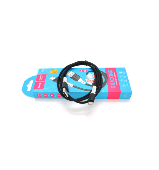 Кабель Hoco X82 silicone, Micro-USB, 2.4A, Black, довжина 1м, BOX