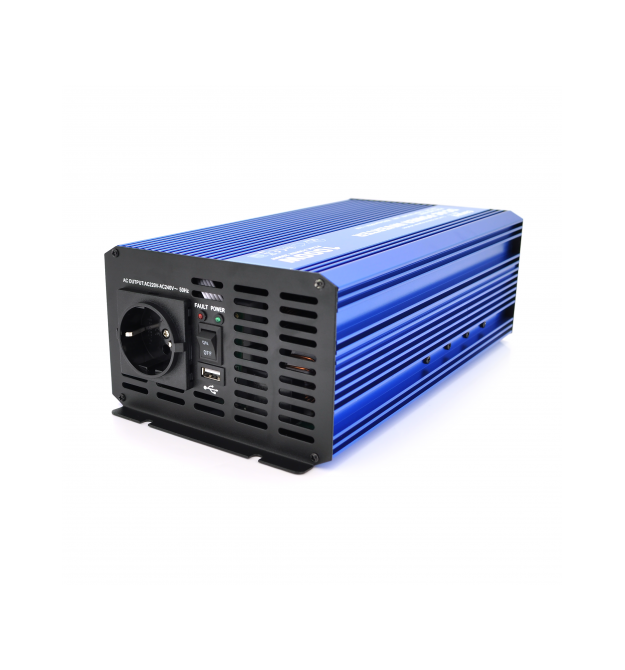 Інвертор напруги Carspa-SINUS P1000-242 (1000Вт), 12 - 220V, 1xShuko, 1USB, клеми, Box Q4