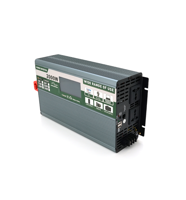 Інвертор напруги Demuda DMDPSW-2000W, 12V - 220V, 2000W з правильною синусоїдою, 2 універсальні розетки, 2 USB, Rj 45, клемні др