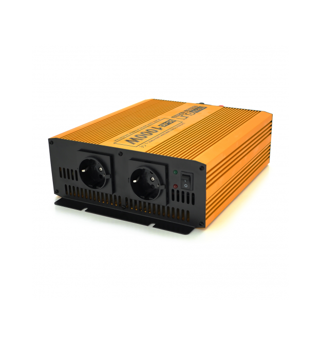 Інвертор напруги Mexxsun MXSPSW-1000, 12V - 220V, 1000W з правильною синусоїдою, 2 Shuko, клемні дроти, Q4