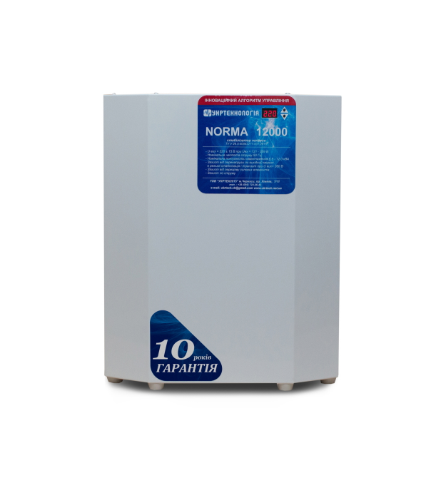 Стабілізатор напруги теристорні NORMA 12 (12000Вт) 220В, стабілізація 150-300, 9 ступенів