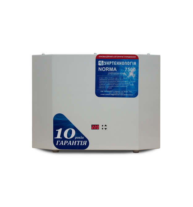 Стабілізатор напруги теристорні NORMA HV 7,5 (7500Вт) 220В, стабілізація 150-300, 9 ступенів