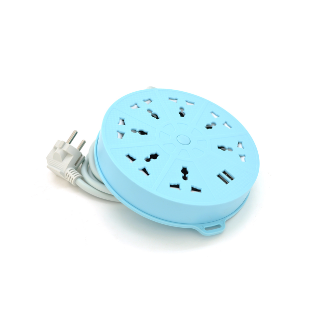 Мережевий фільтр QiaoLian YT-20, 7 Розеток + 2 USB, 2 м, перетин 3х0, 75мм, Blue, Blister