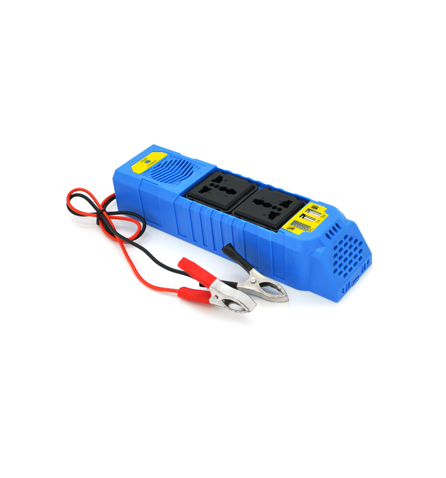 Інвертор напруги WS-105, 150Вт, 12 - 220 з апроксимованою синусоїдою, 2*USB 5V1A, 2 універсальна розетка, крокодили + дроти, BOX
