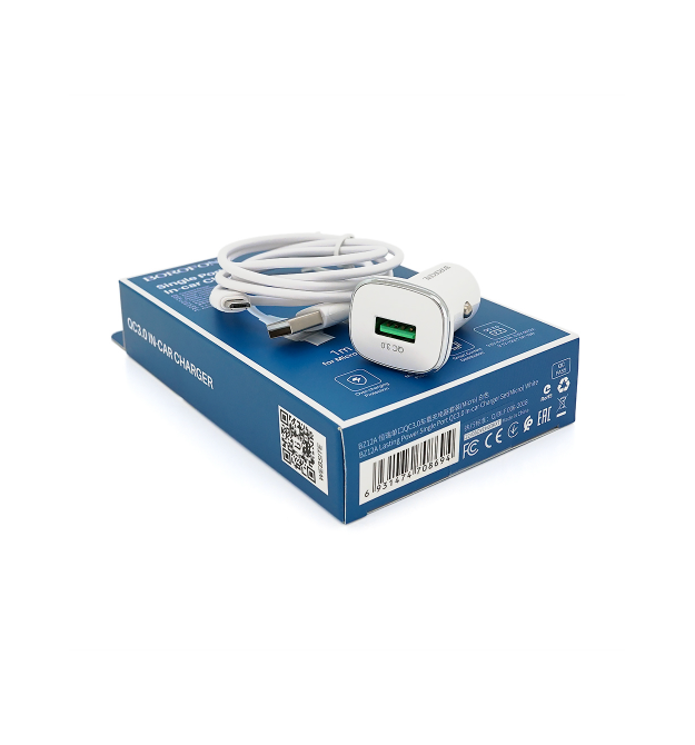 Набір BOROFONE BZ12A АЗУ 1xUSB+ кабель Type-C, QC 3.0A, 1м, White, Box