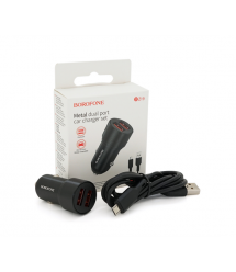Набір BOROFONE BZ19A АЗУ 2xUSB+ кабель Micro, 2.4A, 1м, Black, Box