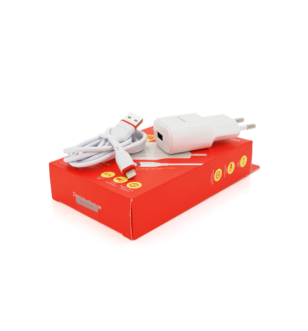 Набір BOROFONE BA48A СЗУ 1xUSB+ кабель iPhone, 2.1A, 1м, White, Box