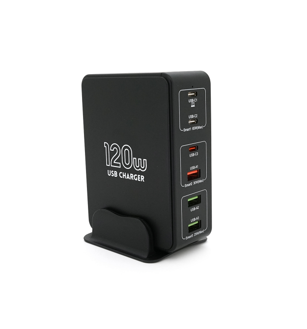 Зарядна станція V-818H потужністю 120W, Output: 3USB+3Type-C, DC: 5V - 3, 9V - 3A, 12V - 3A, 20V - 3.25A, Black