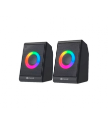 Колонки 2.0 Kisonli X12 для ПК та ноутбука, USB + 3.5mm, 2x3W, 20Hz-20KHz, DC: 5V, RGB light, Black, BOX, Q50