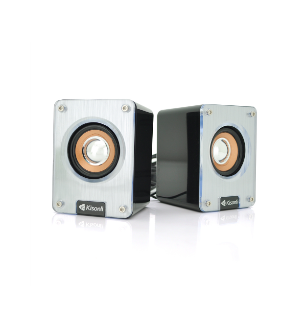 Колонки 2.0 Kisonli K500, для ПК і ноутбука, USB + 3.5mm, 2x3W, 20Hz- 20KHz, Black, BOX, Q50