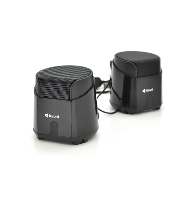 Колонки 2.0 Kisonli K500, для ПК і ноутбука, USB + 3.5mm, 2x3.5W, 20Hz- 20KHz, Black, BOX, Q50