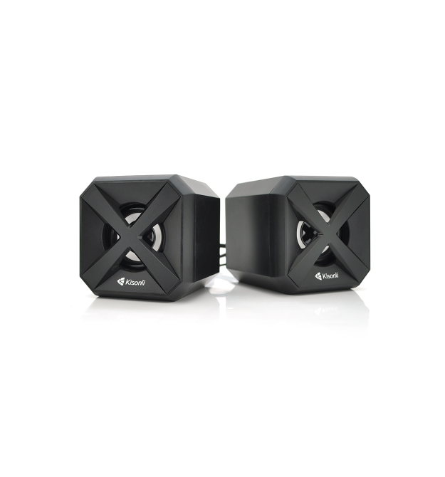 Колонки 2.0 Kisonli L-5050 для ПК і ноутбука, USB + 3.5mm, 2x3W, 20Hz- 20KHz, з підсвічуванням, Black, BOX, Q50