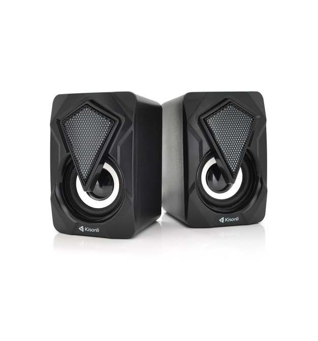 Колонки 2.0 Kisonli L-9090 для ПК і ноутбука, USB + 3.5mm, 2x3W, 20Hz- 20KHz, з вбудованим підсилювачем, Black, BOX, Q60
