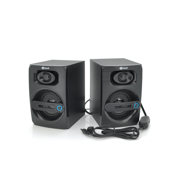 Колонки 2.0 Kisonli T-010 для ПК і ноутбука, USB + 3.5mm, 2x3W, 20Hz- 20KHz, Black, BOX, Q30