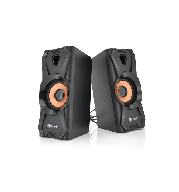 Колонки 2.0 Kisonli U-9003, для ПК і ноутбука, USB + 3.5mm, 2x3W, 20Hz- 20KHz, Black, BOX, Q40