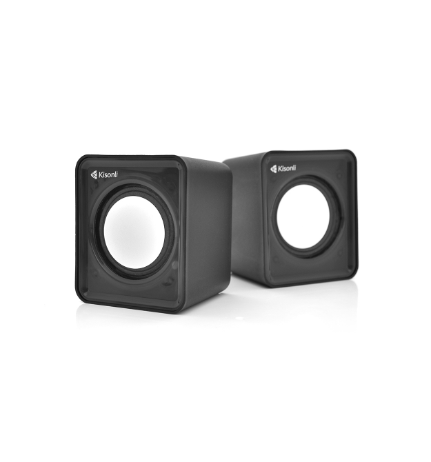 Колонки 2.0 Kisonli V310 для ПК і ноутбука, USB + 3.5mm, 2x0,5W, 20Hz- 20KHz, Black, BOX, Q100