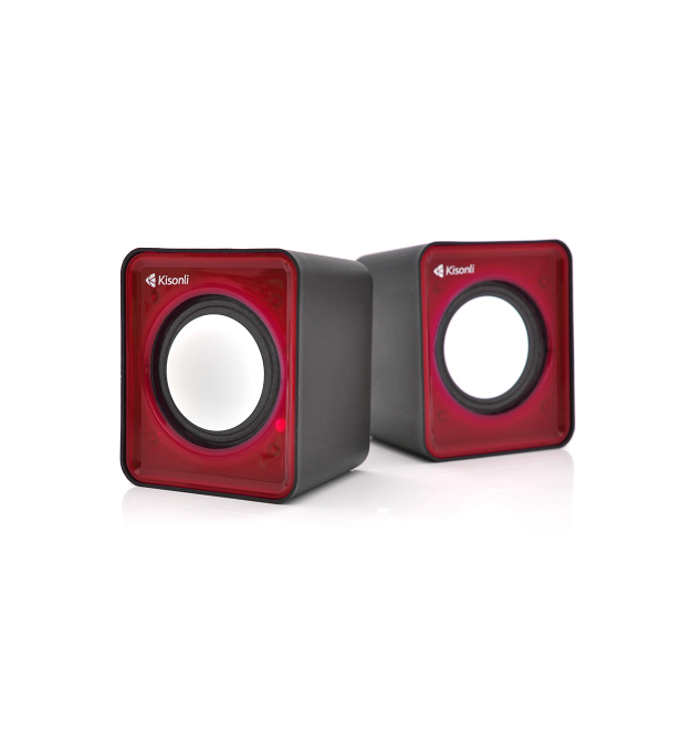 Колонки 2.0 Kisonli V310 для ПК і ноутбука, USB + 3.5mm, 2x0,5W, 20Hz- 20KHz, Red, BOX, Q100