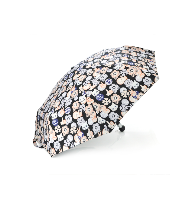 Парасолька жіноча Chanel Kitten автоматична, D-116см, захист від сонця, UV (99%), захист від дощу, каркас - Al+Fe, White-black