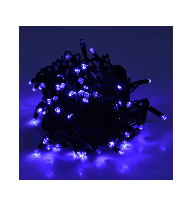 Гірлянди 100LED (ДИОД) Blue, 10 метрів, чорна ізоляція (вулична), BOX