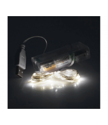 Гірлянди 30LED, 1 режим, 3 метри, прозора ізоляція, живлення від 2 * АА (немає в комплекті), White Hot, BOX