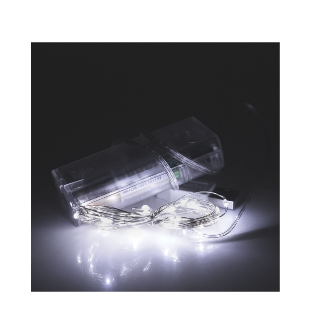 Гірлянди 30LED, 1 режим, 3 метри, прозора ізоляція, живлення від 2 * АА (немає в комплекті), White, BOX